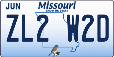 MO license plate ZL2W2D