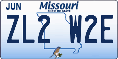 MO license plate ZL2W2E