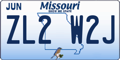 MO license plate ZL2W2J