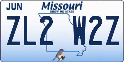 MO license plate ZL2W2Z