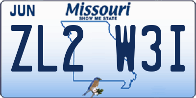 MO license plate ZL2W3I