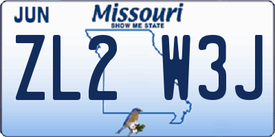 MO license plate ZL2W3J
