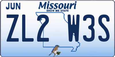 MO license plate ZL2W3S