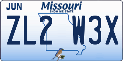 MO license plate ZL2W3X