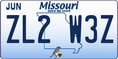 MO license plate ZL2W3Z