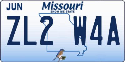 MO license plate ZL2W4A