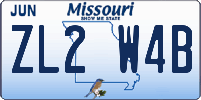 MO license plate ZL2W4B