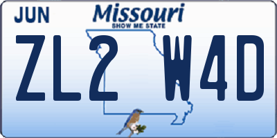 MO license plate ZL2W4D