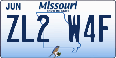 MO license plate ZL2W4F