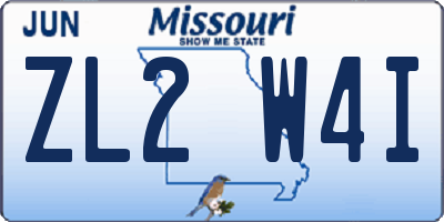 MO license plate ZL2W4I