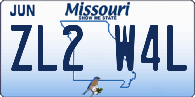 MO license plate ZL2W4L