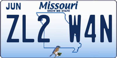 MO license plate ZL2W4N