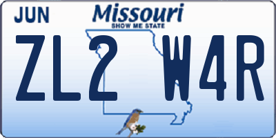 MO license plate ZL2W4R