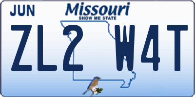 MO license plate ZL2W4T