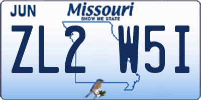 MO license plate ZL2W5I