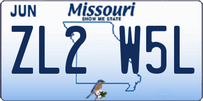 MO license plate ZL2W5L