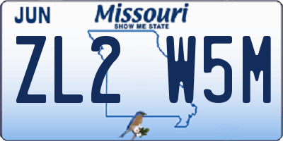 MO license plate ZL2W5M