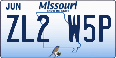 MO license plate ZL2W5P