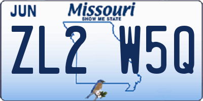 MO license plate ZL2W5Q