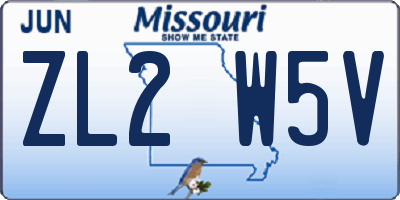 MO license plate ZL2W5V