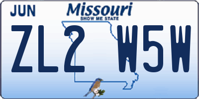MO license plate ZL2W5W