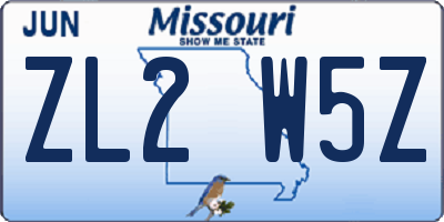 MO license plate ZL2W5Z