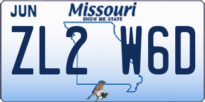 MO license plate ZL2W6D