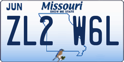 MO license plate ZL2W6L