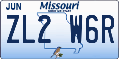 MO license plate ZL2W6R