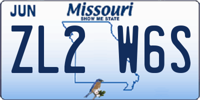 MO license plate ZL2W6S