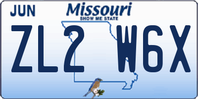 MO license plate ZL2W6X