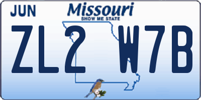 MO license plate ZL2W7B