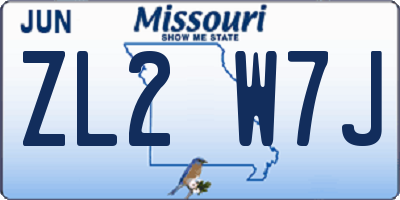 MO license plate ZL2W7J