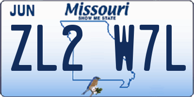 MO license plate ZL2W7L