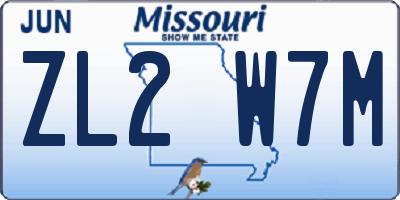 MO license plate ZL2W7M