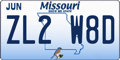 MO license plate ZL2W8D