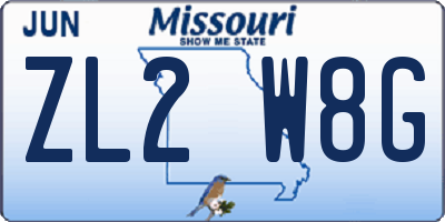 MO license plate ZL2W8G