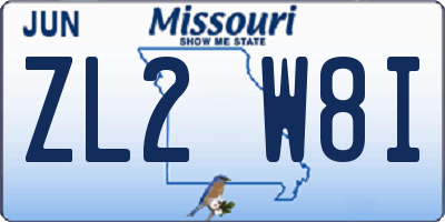 MO license plate ZL2W8I