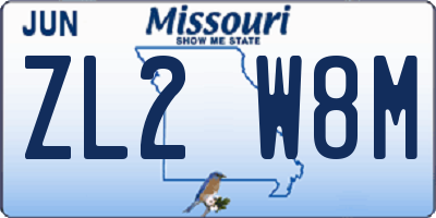 MO license plate ZL2W8M