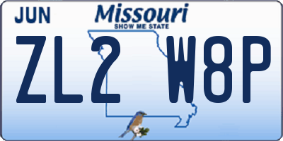 MO license plate ZL2W8P