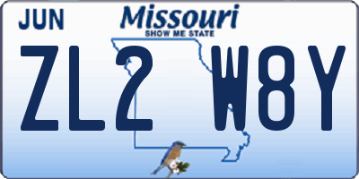 MO license plate ZL2W8Y