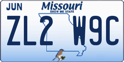MO license plate ZL2W9C