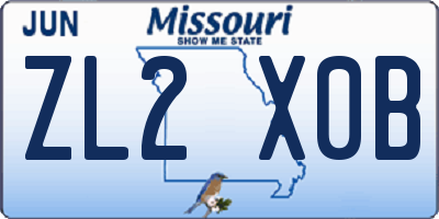 MO license plate ZL2X0B