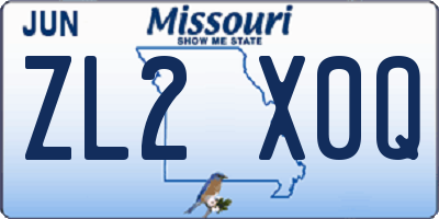 MO license plate ZL2X0Q