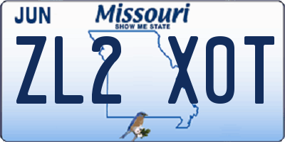 MO license plate ZL2X0T