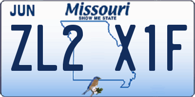 MO license plate ZL2X1F