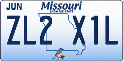 MO license plate ZL2X1L