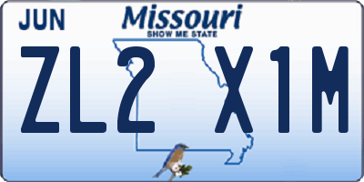 MO license plate ZL2X1M