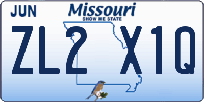 MO license plate ZL2X1Q