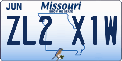 MO license plate ZL2X1W